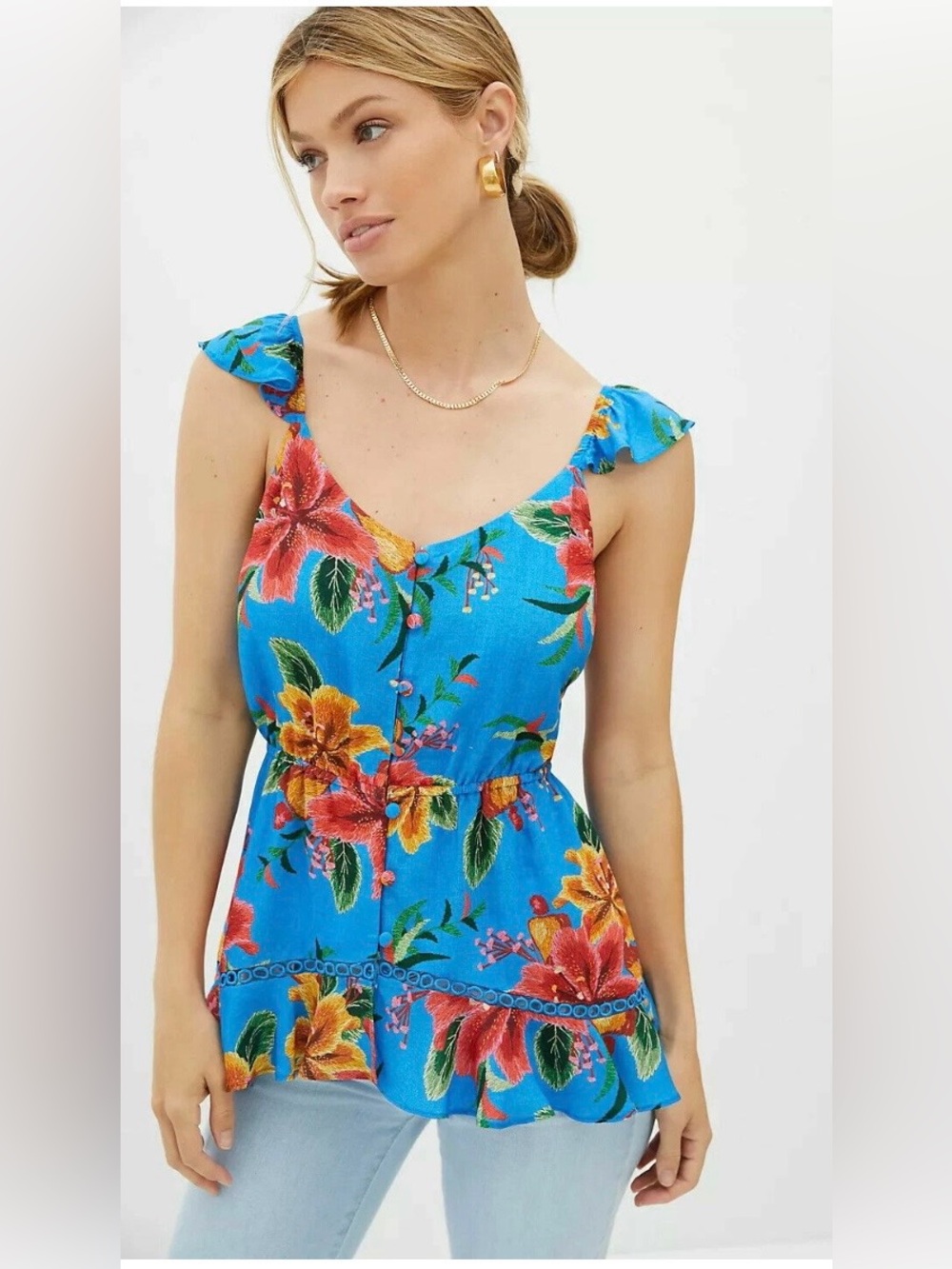 Farm Rio Ruffled Floral Tank - Picture 4 of 8